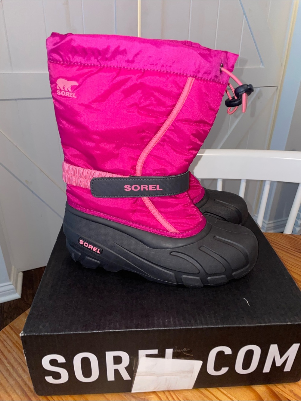 Sorel Flurry Girls Youth Deep Blush, Tropic Pink Waterproof Snow Boots Sz 6 NWB